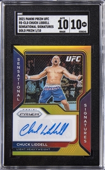 2021 Panini Prizm UFC "Sensational Signatures" Gold Prizm #SS-CLD Chuck Liddell Signed Card (#01/10) - SGC GEM MT 10/SGC 10